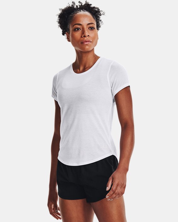 Camiseta de manga corta UA Streaker Run para mujer, White, pdpMainDesktop image number 0